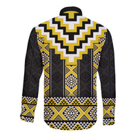 Yellow Taniko Aotearoa Long Sleeve Button Shirt Niho Taniwha Mix Poutama LT14 - Polynesian Pride