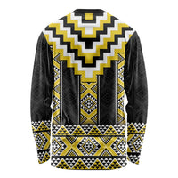 Yellow Taniko Aotearoa Long Sleeve Shirt Niho Taniwha Mix Poutama LT14 - Polynesian Pride
