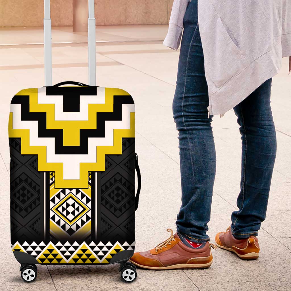 Yellow Taniko Aotearoa Luggage Cover Niho Taniwha Mix Poutama