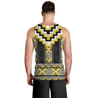 Yellow Taniko Aotearoa Men Tank Top Niho Taniwha Mix Poutama LT14 - Polynesian Pride