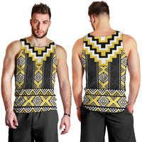 Yellow Taniko Aotearoa Men Tank Top Niho Taniwha Mix Poutama LT14 - Polynesian Pride