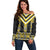 Yellow Taniko Aotearoa Off Shoulder Sweater Niho Taniwha Mix Poutama