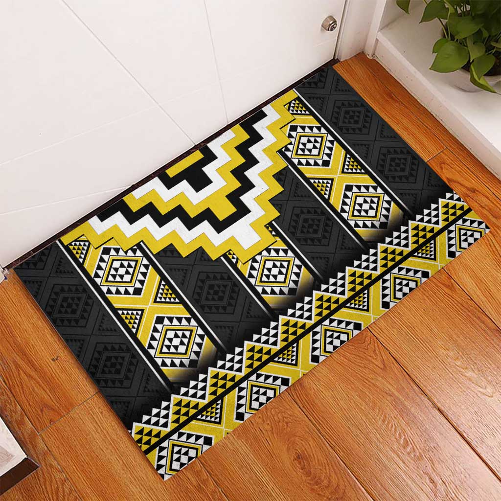 Yellow Taniko Aotearoa Rubber Doormat Niho Taniwha Mix Poutama LT14 - Polynesian Pride