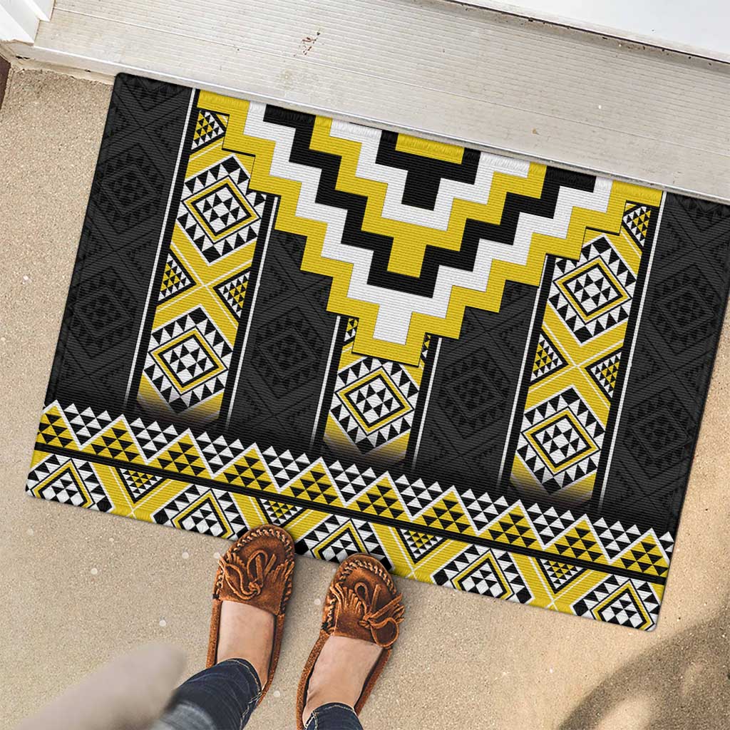 Yellow Taniko Aotearoa Rubber Doormat Niho Taniwha Mix Poutama LT14 - Polynesian Pride