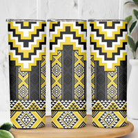 Yellow Taniko Aotearoa Skinny Tumbler Niho Taniwha Mix Poutama