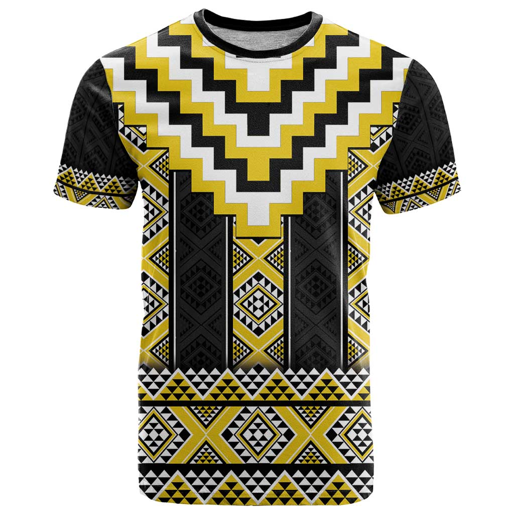 Yellow Taniko Aotearoa T Shirt Niho Taniwha Mix Poutama