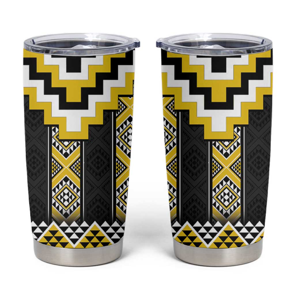 Yellow Taniko Aotearoa Tumbler Cup Niho Taniwha Mix Poutama LT14 Yellow - Polynesian Pride