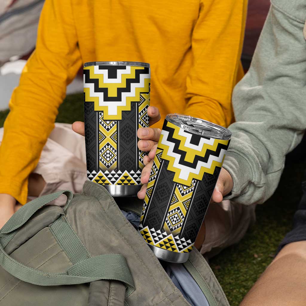 Yellow Taniko Aotearoa Tumbler Cup Niho Taniwha Mix Poutama LT14 - Polynesian Pride