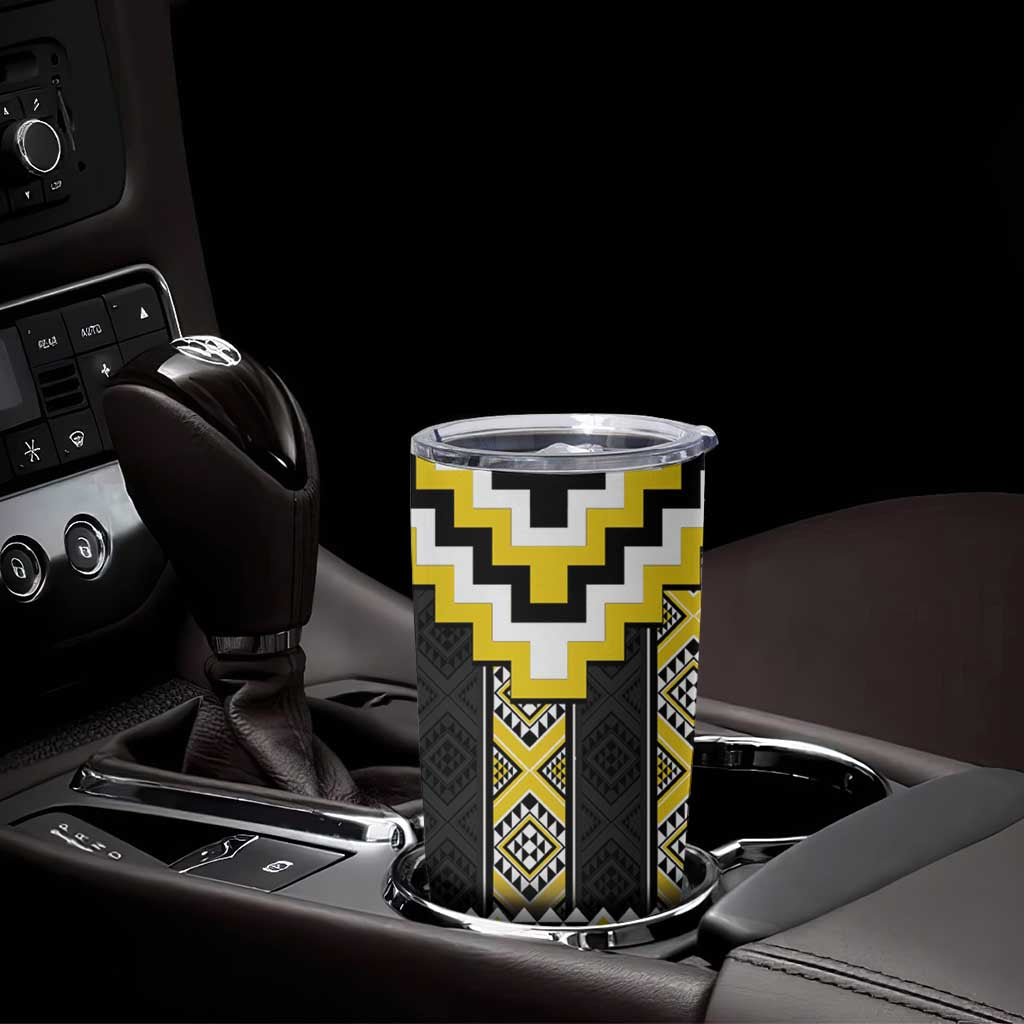 Yellow Taniko Aotearoa Tumbler Cup Niho Taniwha Mix Poutama LT14 - Polynesian Pride