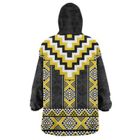 Yellow Taniko Aotearoa Wearable Blanket Hoodie Niho Taniwha Mix Poutama LT14 - Polynesian Pride