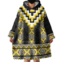 Yellow Taniko Aotearoa Wearable Blanket Hoodie Niho Taniwha Mix Poutama LT14 - Polynesian Pride