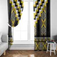 Yellow Taniko Aotearoa Window Curtain Niho Taniwha Mix Poutama LT14 - Polynesian Pride
