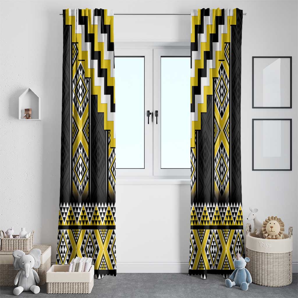 Yellow Taniko Aotearoa Window Curtain Niho Taniwha Mix Poutama LT14 - Polynesian Pride
