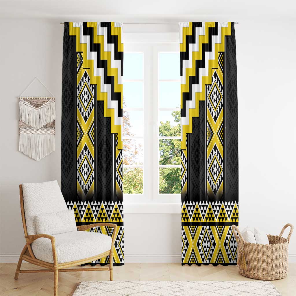 Yellow Taniko Aotearoa Window Curtain Niho Taniwha Mix Poutama LT14 - Polynesian Pride