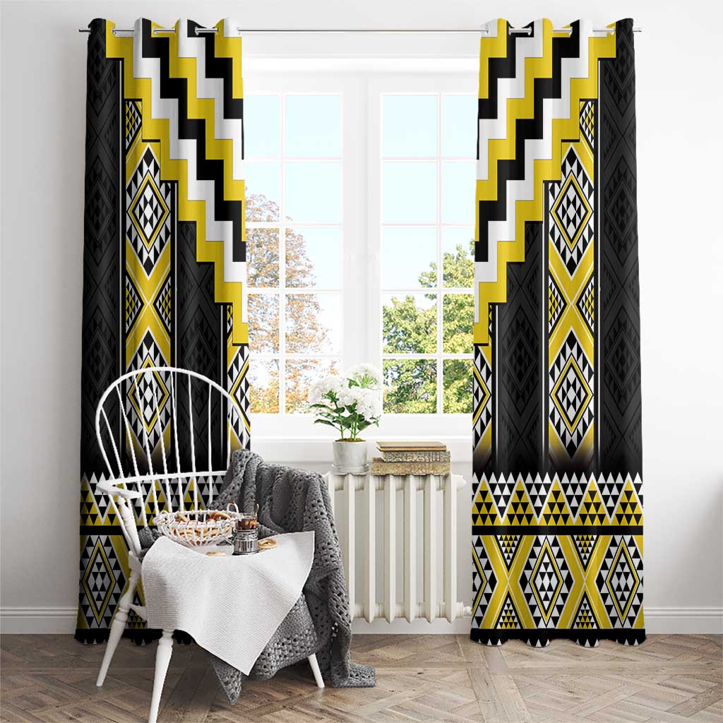 Yellow Taniko Aotearoa Window Curtain Niho Taniwha Mix Poutama LT14 - Polynesian Pride