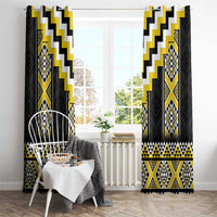 Yellow Taniko Aotearoa Window Curtain Niho Taniwha Mix Poutama LT14 - Polynesian Pride