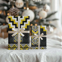 Yellow Taniko Aotearoa Wrapping Paper Niho Taniwha Mix Poutama LT14 - Polynesian Pride