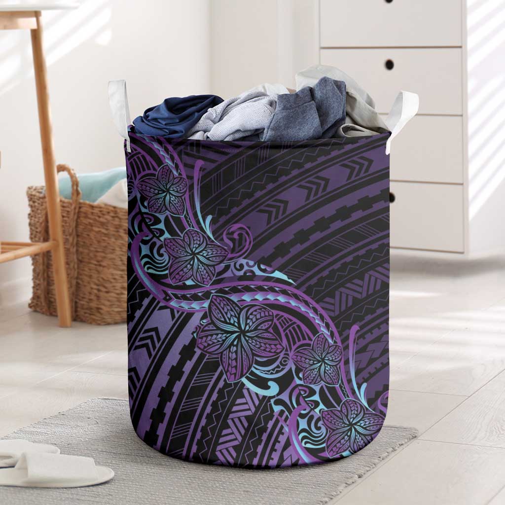 Teal Purple Polynesia Plumeria Tattoo Laundry Basket LT14 Purple - Polynesian Pride