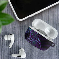 Teal Purple Polynesia Plumeria Tattoo AirPods Case