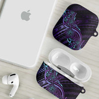 Teal Purple Polynesia Plumeria Tattoo AirPods Case