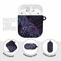 Teal Purple Polynesia Plumeria Tattoo AirPods Case