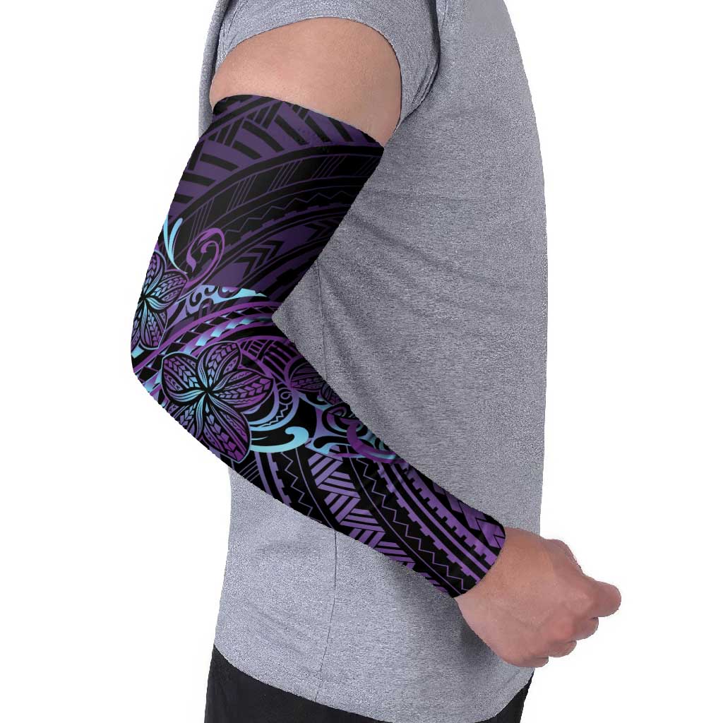 Teal Purple Polynesia Plumeria Tattoo Arm Sleeves LT14 - Polynesian Pride