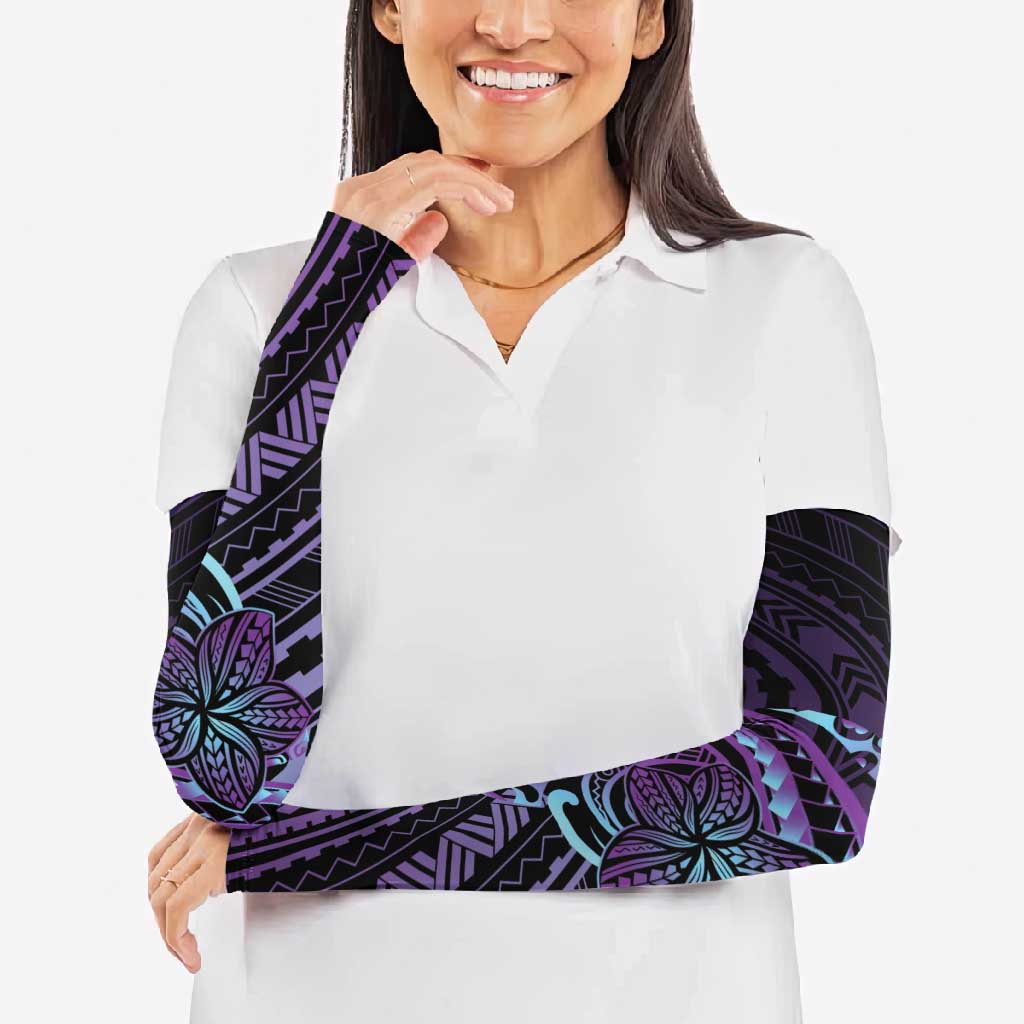 Teal Purple Polynesia Plumeria Tattoo Arm Sleeves LT14 - Polynesian Pride