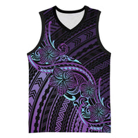 Teal Purple Polynesia Plumeria Tattoo Basketball Jersey LT14 Unisex Purple - Polynesian Pride