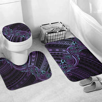 Teal Purple Polynesia Plumeria Tattoo Bathroom Set LT14 Mat Set Only (3 pcs) One Size Purple - Polynesian Pride