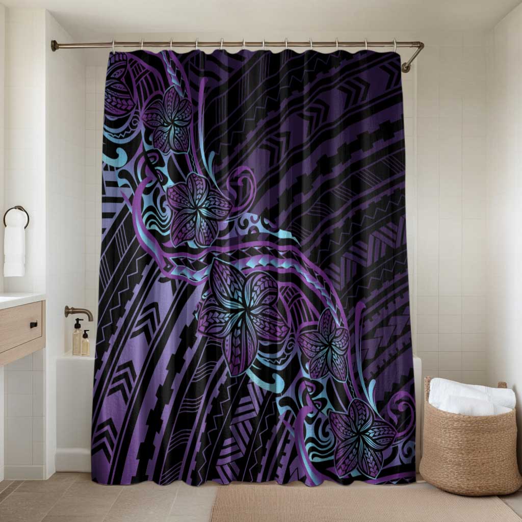 Teal Purple Polynesia Plumeria Tattoo Bathroom Set LT14 Shower Curtain Only Purple - Polynesian Pride