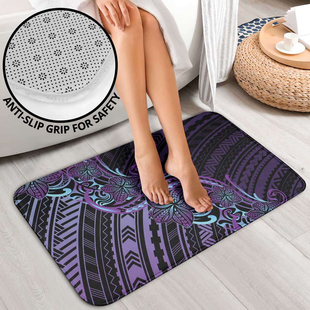 Teal Purple Polynesia Plumeria Tattoo Bathroom Set LT14 - Polynesian Pride