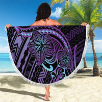Teal Purple Polynesia Plumeria Tattoo Beach Blanket LT14 - Polynesian Pride