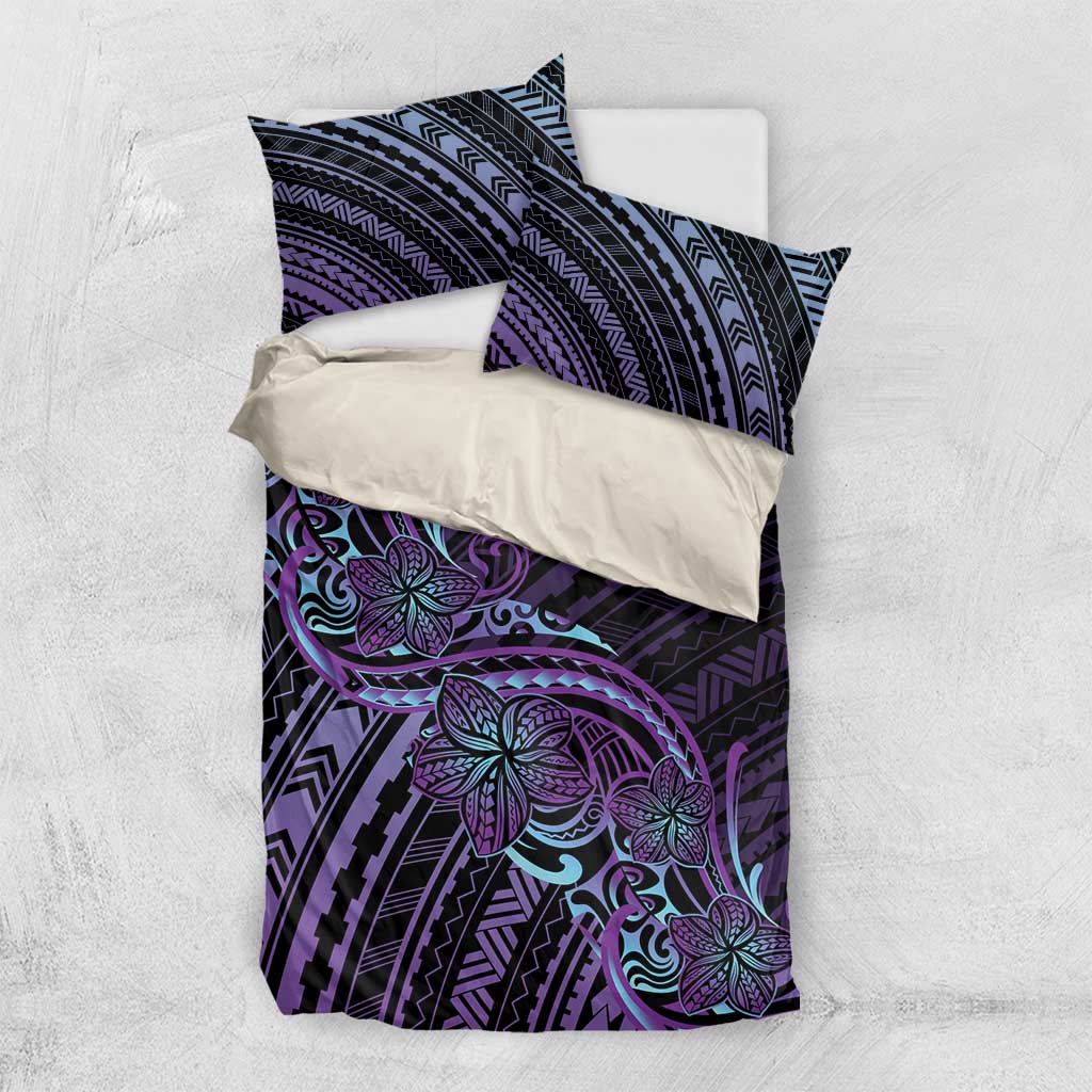 Teal Purple Polynesia Plumeria Tattoo Bedding Set LT14 US Twin 172cm x 218cm Purple - Polynesian Pride
