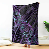 Teal Purple Polynesia Plumeria Tattoo Blanket LT14 - Polynesian Pride
