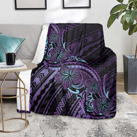 Teal Purple Polynesia Plumeria Tattoo Blanket LT14 - Polynesian Pride