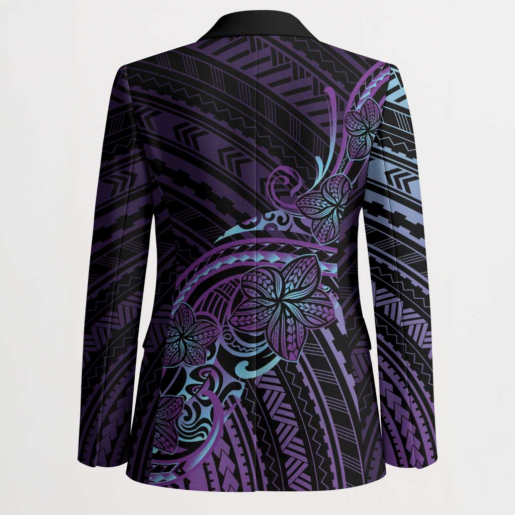 Teal Purple Polynesia Plumeria Tattoo Blazer LT14 - Polynesian Pride