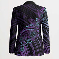 Teal Purple Polynesia Plumeria Tattoo Blazer LT14 - Polynesian Pride