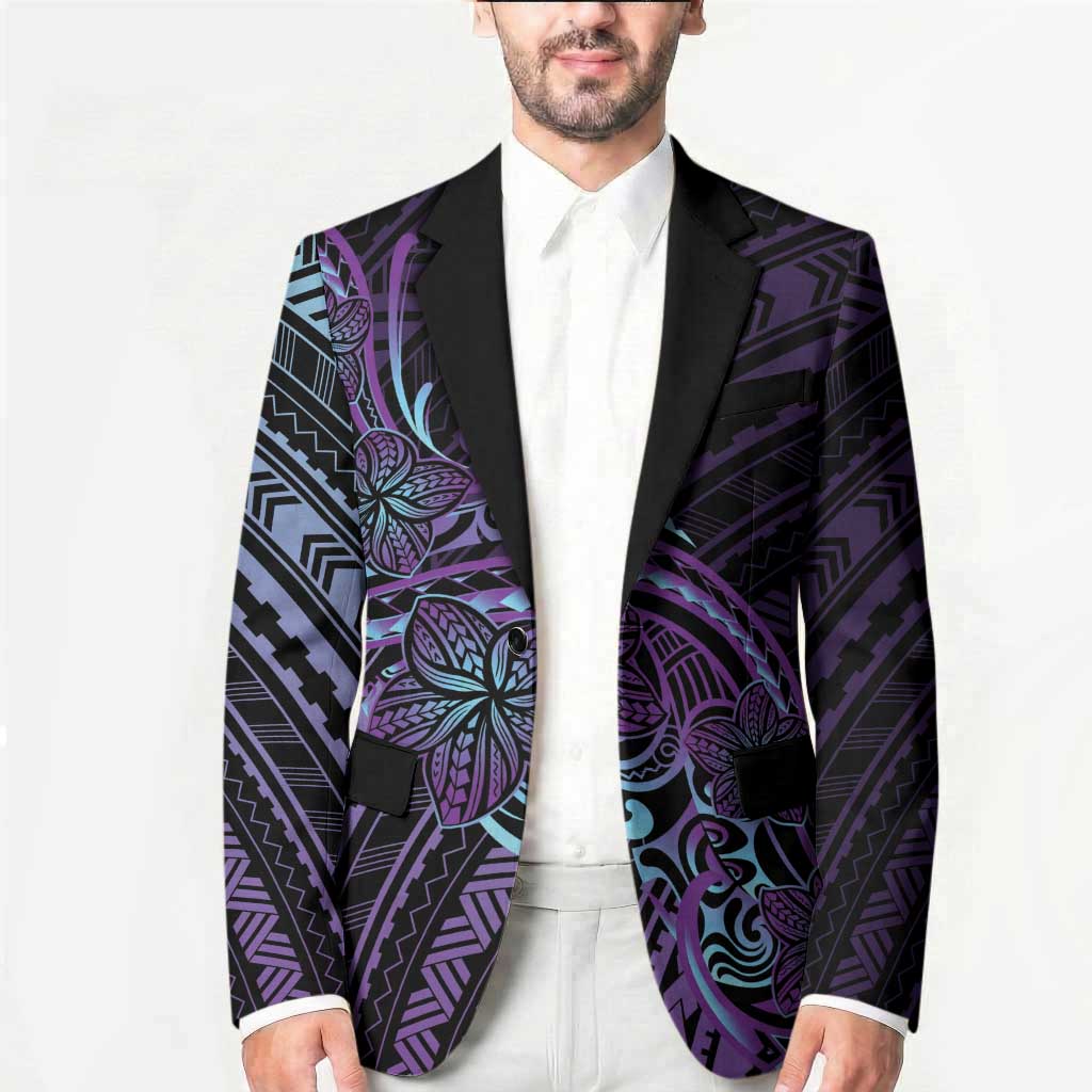 Teal Purple Polynesia Plumeria Tattoo Blazer LT14 - Polynesian Pride