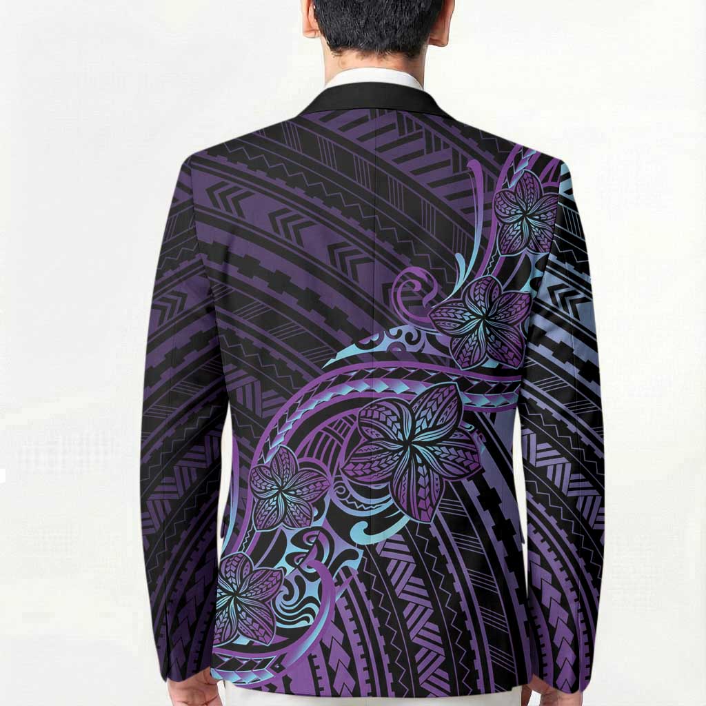 Teal Purple Polynesia Plumeria Tattoo Blazer LT14 - Polynesian Pride