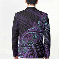 Teal Purple Polynesia Plumeria Tattoo Blazer LT14 - Polynesian Pride