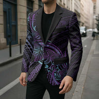 Teal Purple Polynesia Plumeria Tattoo Blazer LT14 - Polynesian Pride