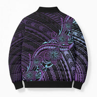 Teal Purple Polynesia Plumeria Tattoo Bomber Puffer Jacket LT14 - Polynesian Pride