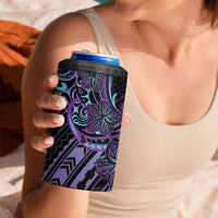 Teal Purple Polynesia Plumeria Tattoo 4 in 1 Can Cooler Tumbler LT14 - Polynesian Pride