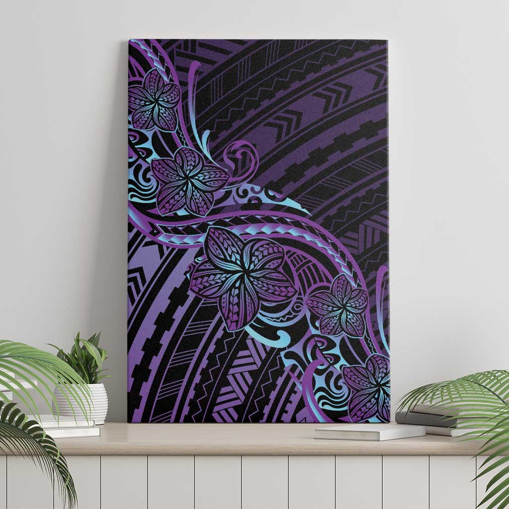 Teal Purple Polynesia Plumeria Tattoo Canvas Wall Art LT14 - Polynesian Pride