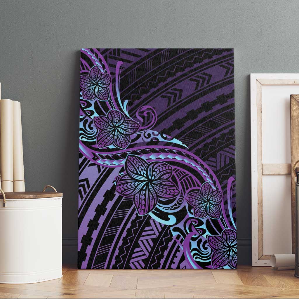 Teal Purple Polynesia Plumeria Tattoo Canvas Wall Art LT14 - Polynesian Pride