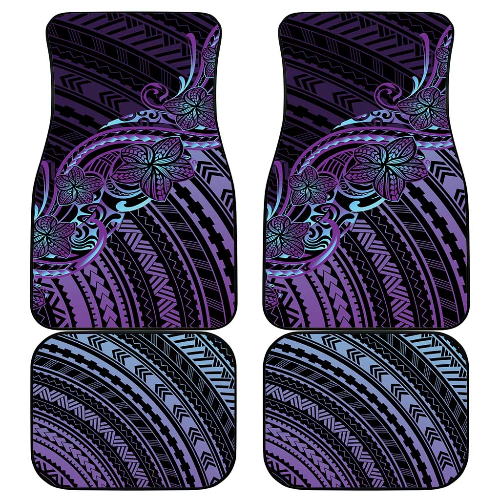 Teal Purple Polynesia Plumeria Tattoo Car Mats LT14 - Polynesian Pride