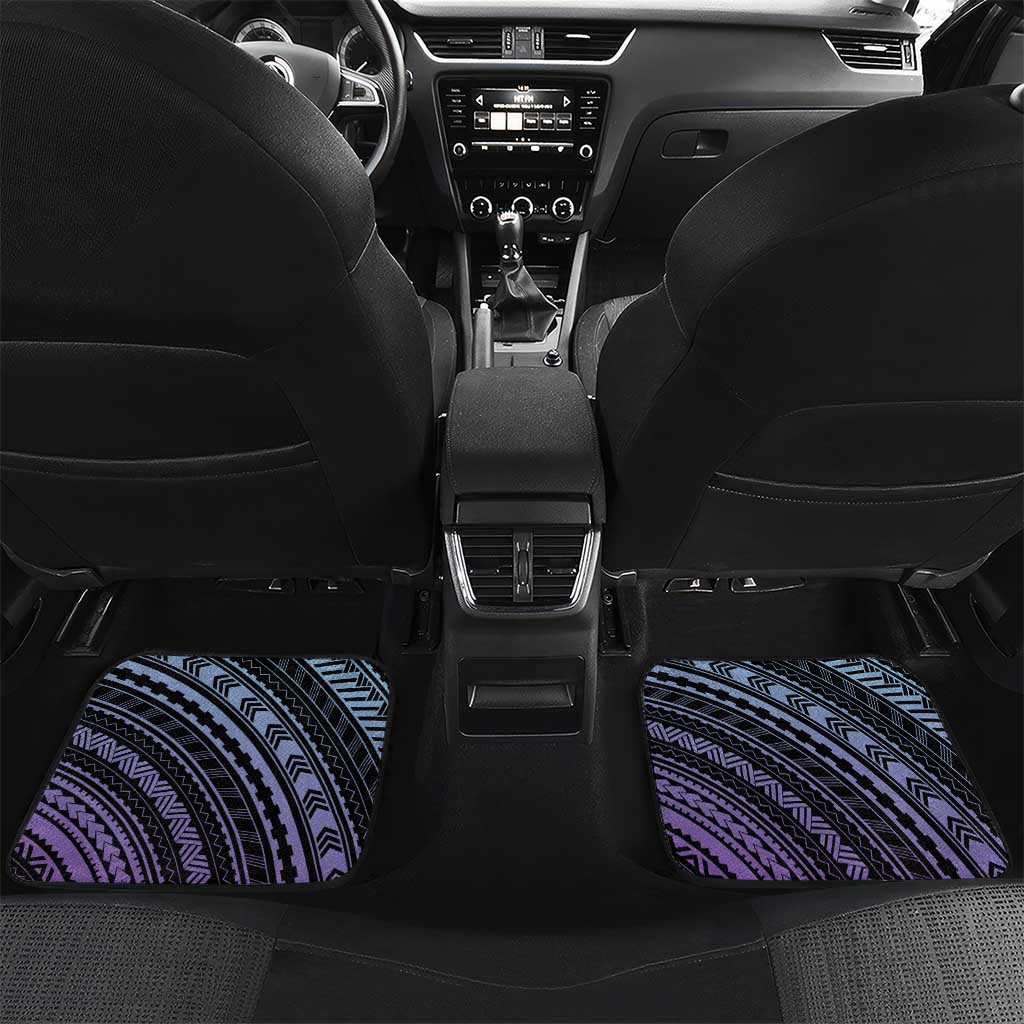 Teal Purple Polynesia Plumeria Tattoo Car Mats LT14 Set 2pcs - Back Purple - Polynesian Pride