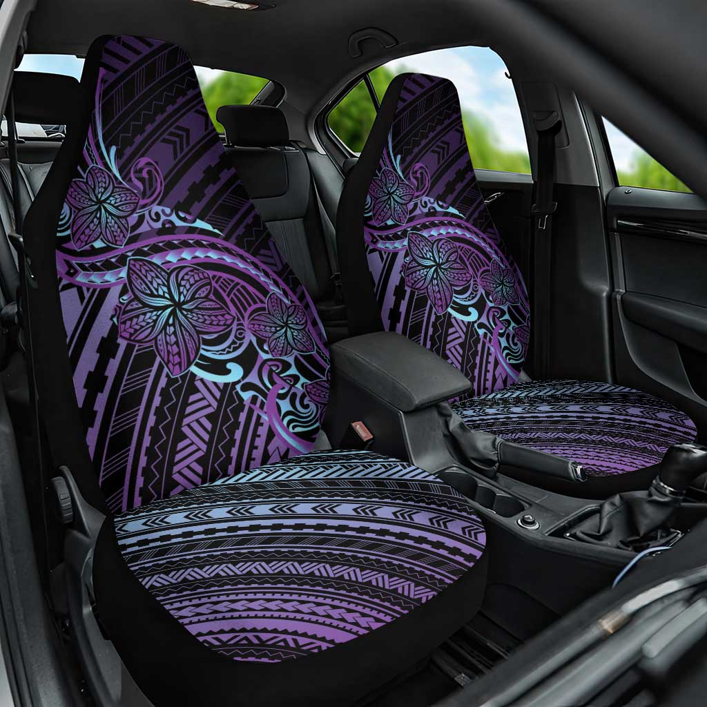 Teal Purple Polynesia Plumeria Tattoo Car Seat Cover LT14 One Size Purple - Polynesian Pride