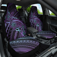 Teal Purple Polynesia Plumeria Tattoo Car Seat Cover LT14 One Size Purple - Polynesian Pride