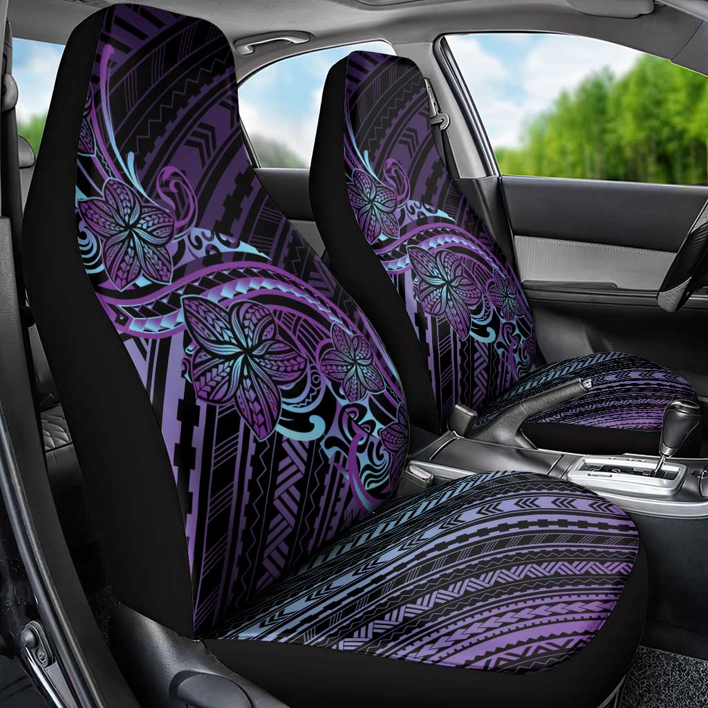 Teal Purple Polynesia Plumeria Tattoo Car Seat Cover LT14 - Polynesian Pride